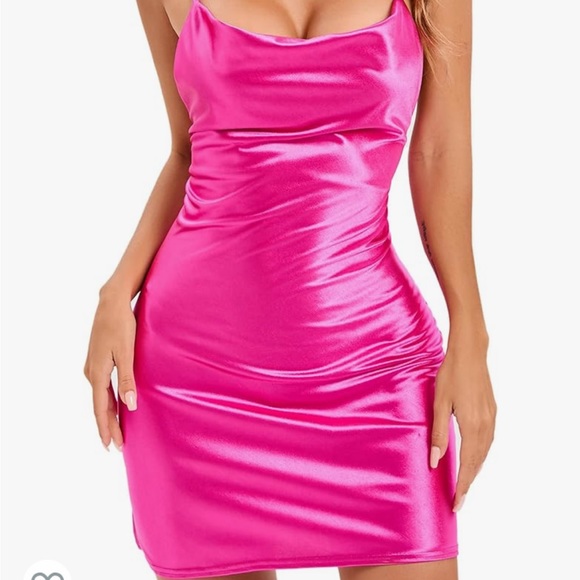 Amazon Dresses New Pink Bodycon Mini Dress With Adjustable Straps And Open Strappy Back